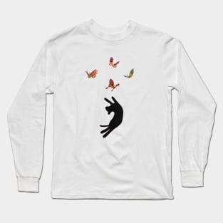 Cat and Butterfly Dance Long Sleeve T-Shirt